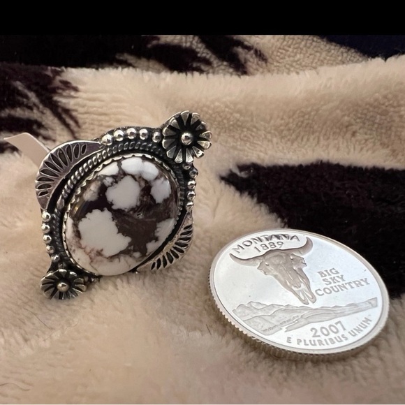 ❤️ Wild Horse Jasper Magnesite Navajo Adjustable Brushed Sterling Ring 11.2Gm - Picture 8 of 16